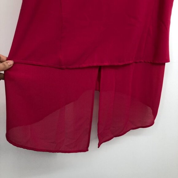 Jana Italy hot pink sleeveless layered high low collared blouse SP - Picture 12 of 15